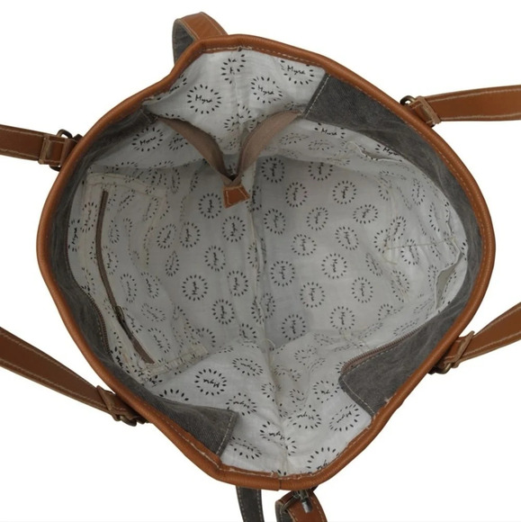 NWT Myra Bag Boho Leather & Canvas Tote Shoulder Bag - Picture 5 of 7